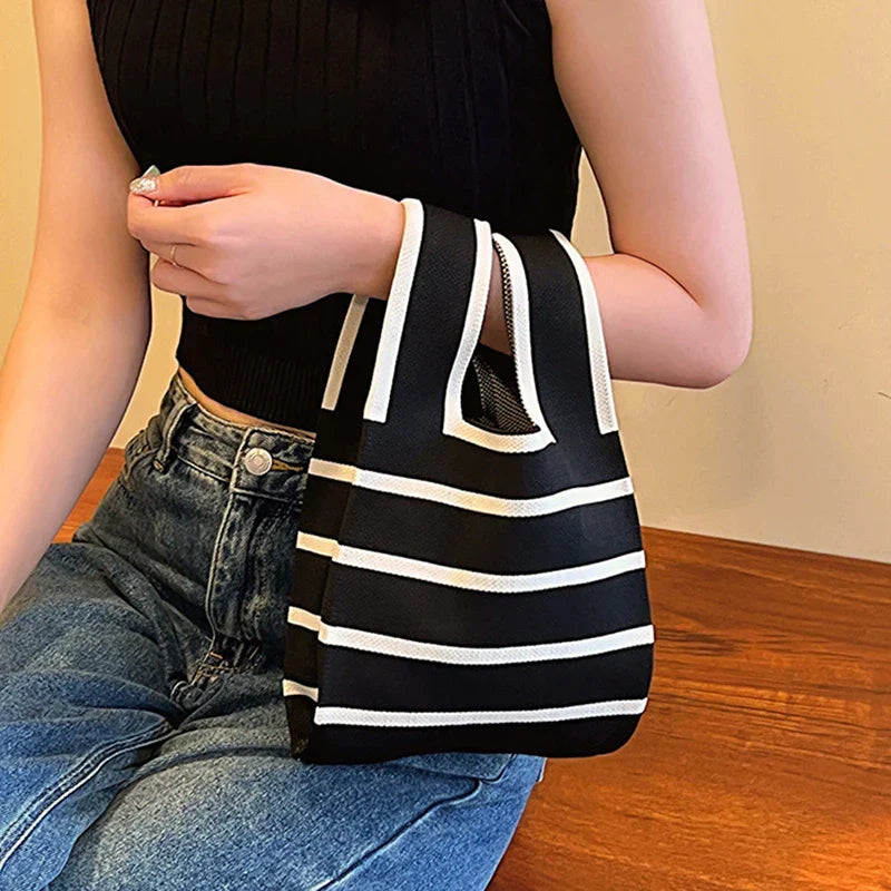 Chic gestreepte canvas draagtas