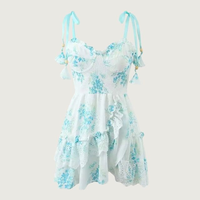 Gespreide jurk met kant en bloemenaccenten