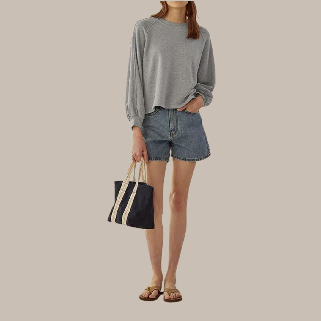 Klassiek sweatshirt met ronde hals en ballonmouwen