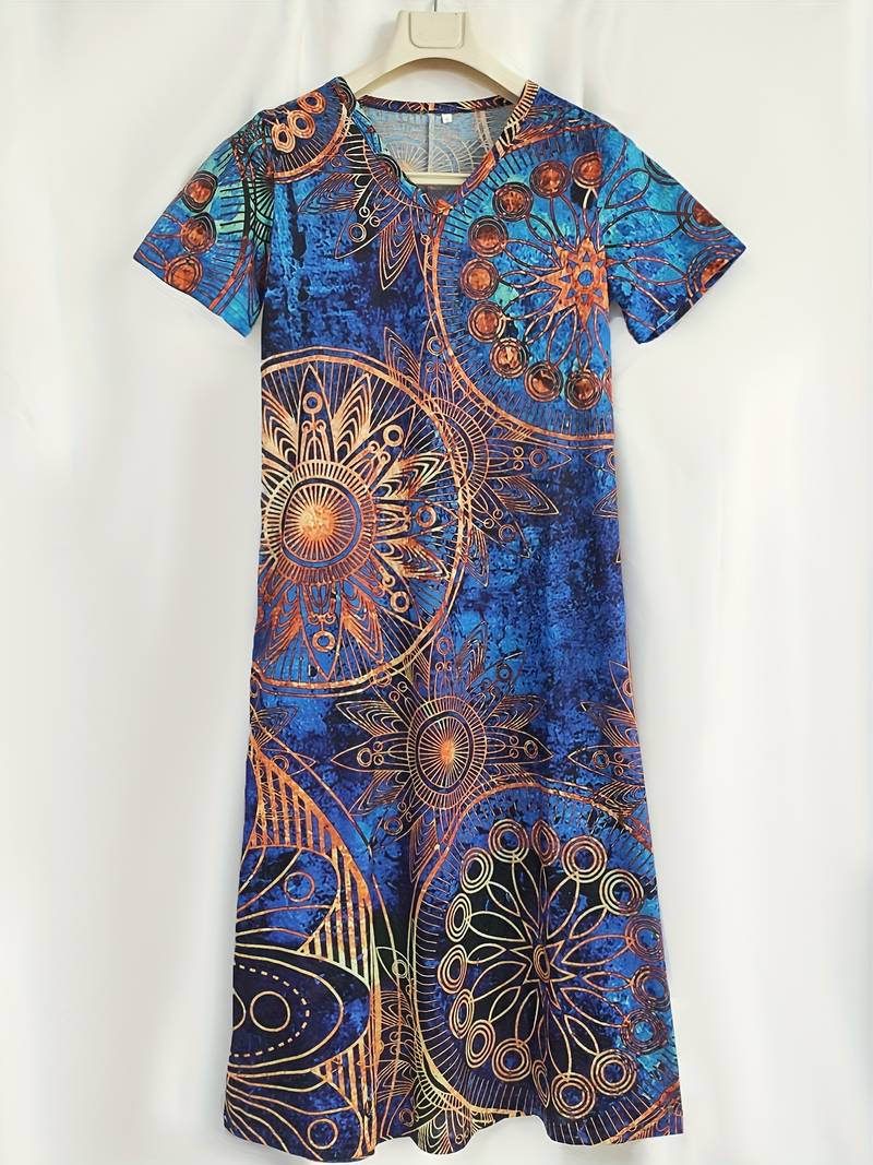 Losse, elegante jurk met abstract patroon