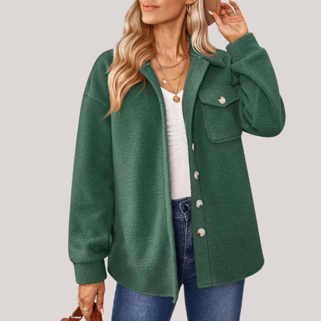 Pluche jas met reverskraag