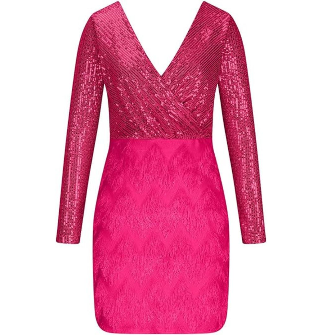 Paillettenjurk met V-halslijn