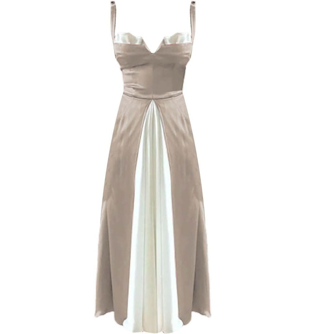 Hoog uitgesneden jurk met kleurblokdessin