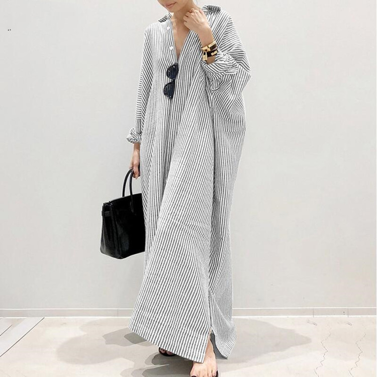 Oversized maxi-jurk met strepen