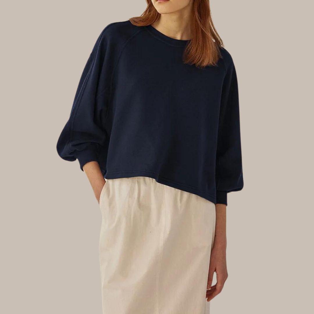 Klassiek sweatshirt met ronde hals en ballonmouwen