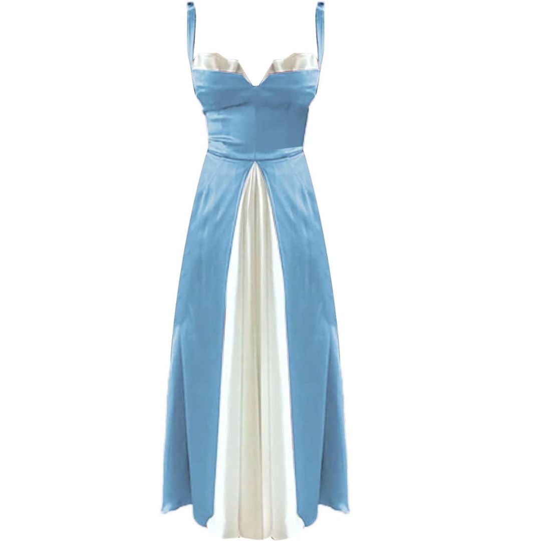 Hoog uitgesneden jurk met kleurblokdessin