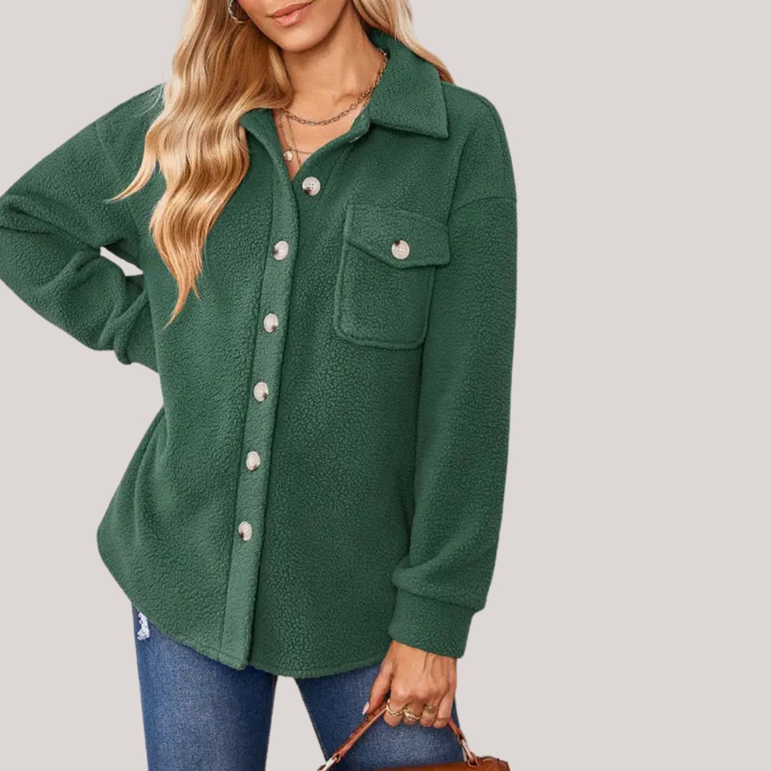 Pluche jas met reverskraag