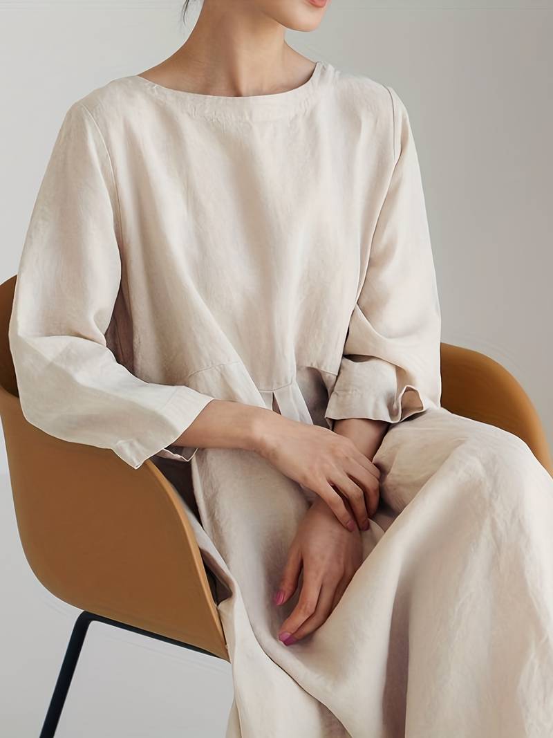 Losse maxi-jurk met geplooide zoom