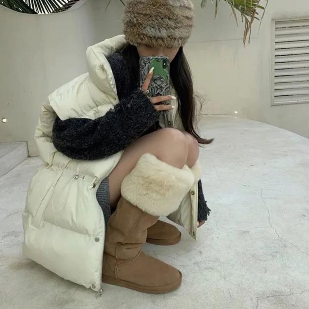 Elegante suède winterlaarzen met pluche voering