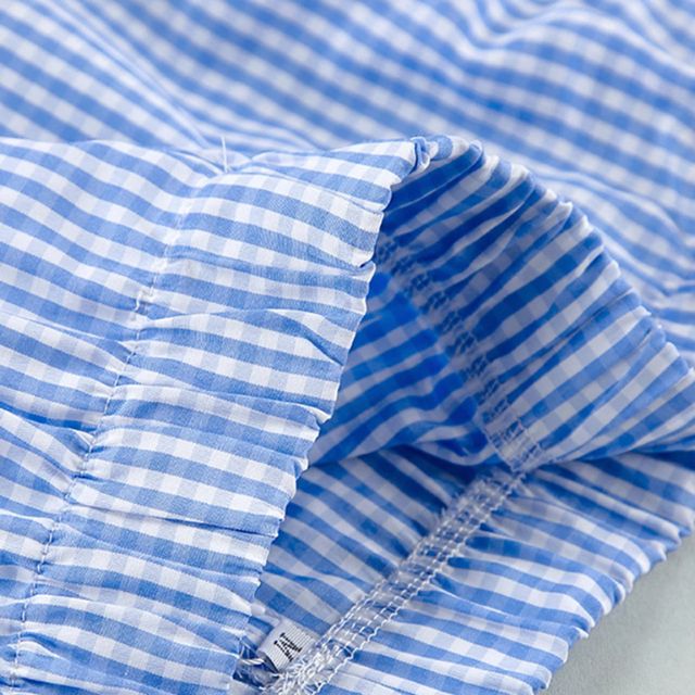 Gingham romper met keyhole hals en strikdetail