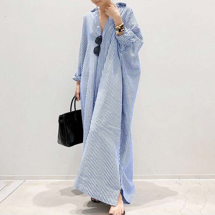 Oversized maxi-jurk met strepen
