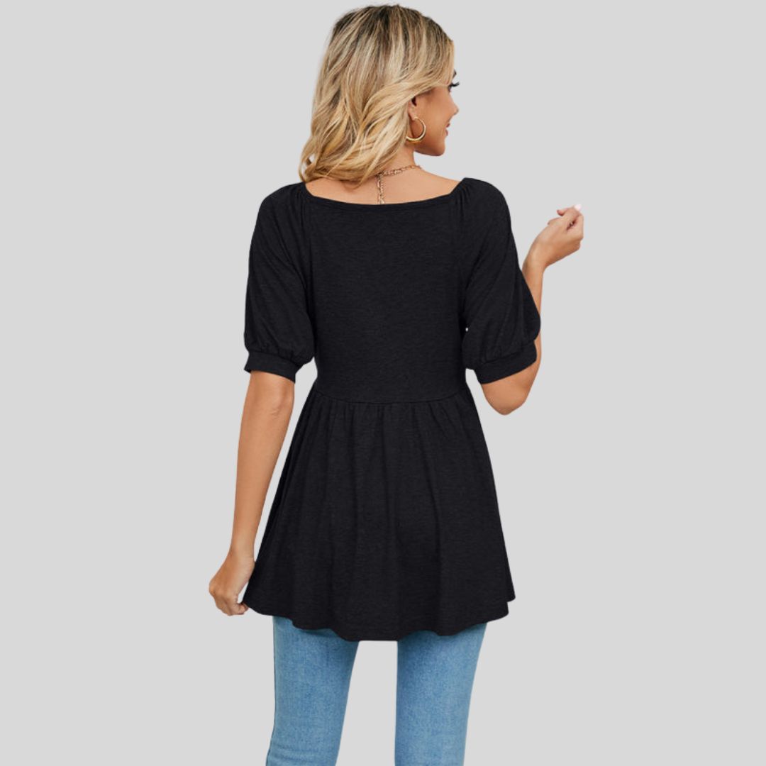Wijd uitlopende peplum top met V-halslijn