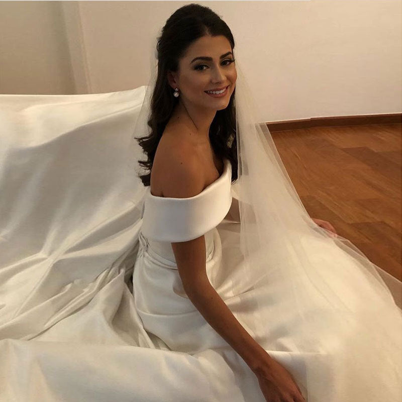 Elegante off-neck jurk voor damesbruiloft