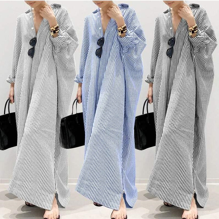 Oversized maxi-jurk met strepen