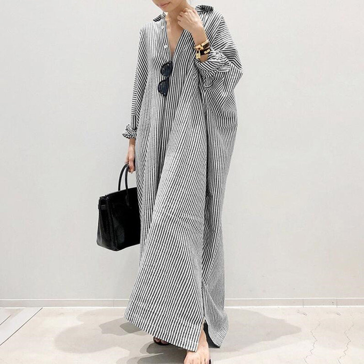 Oversized maxi-jurk met strepen