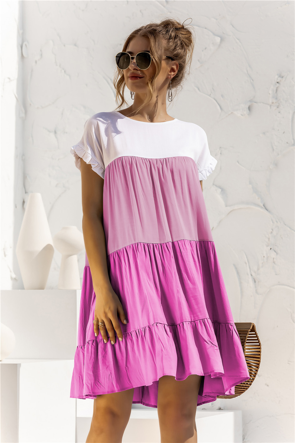 Los, Losse jurk met kleurblokpatroon