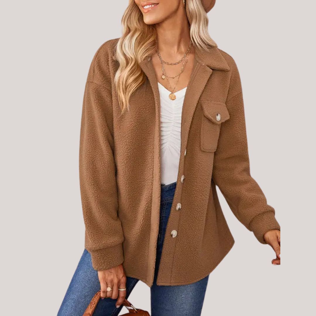 Pluche jas met reverskraag