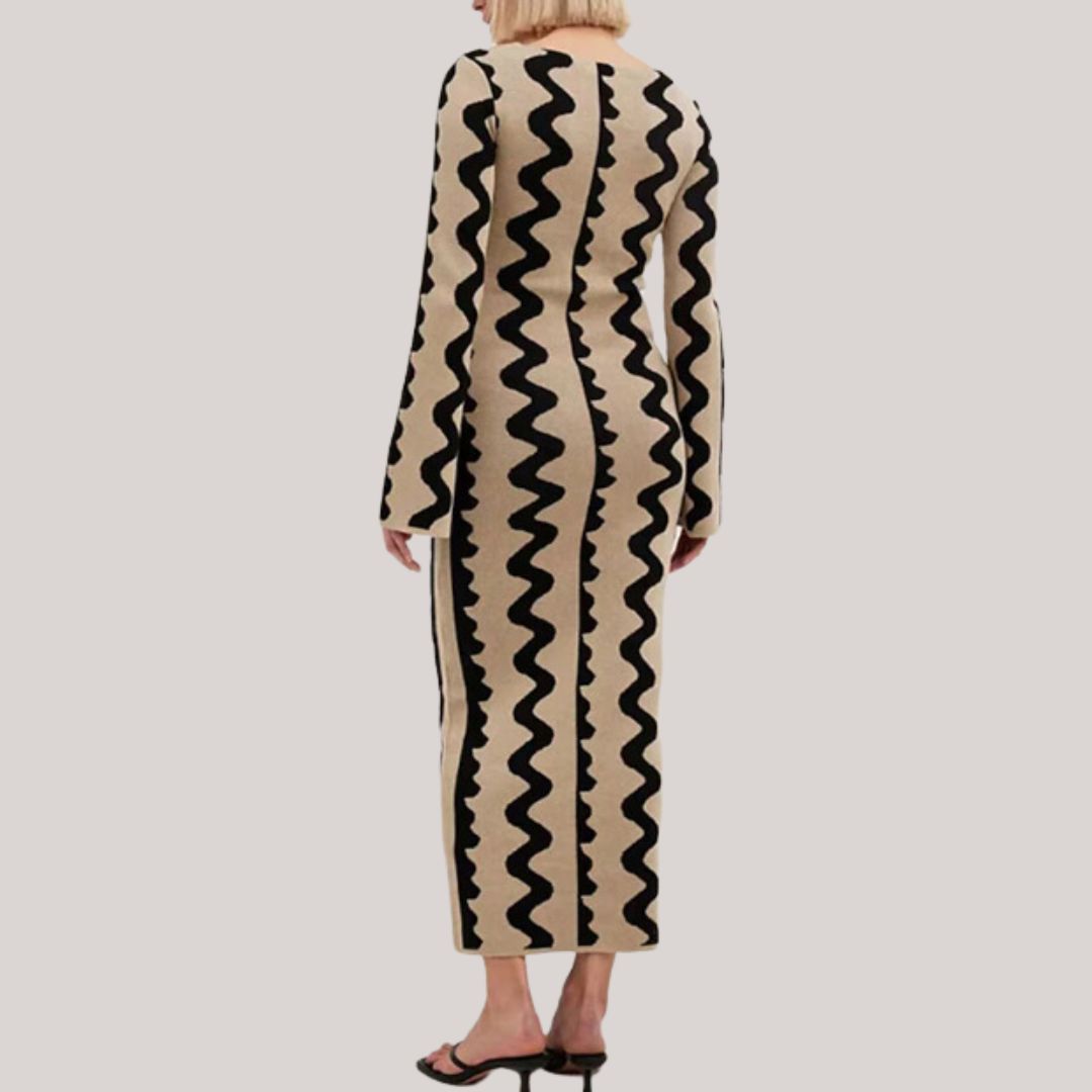 Elegante gestreepte maxi jurk