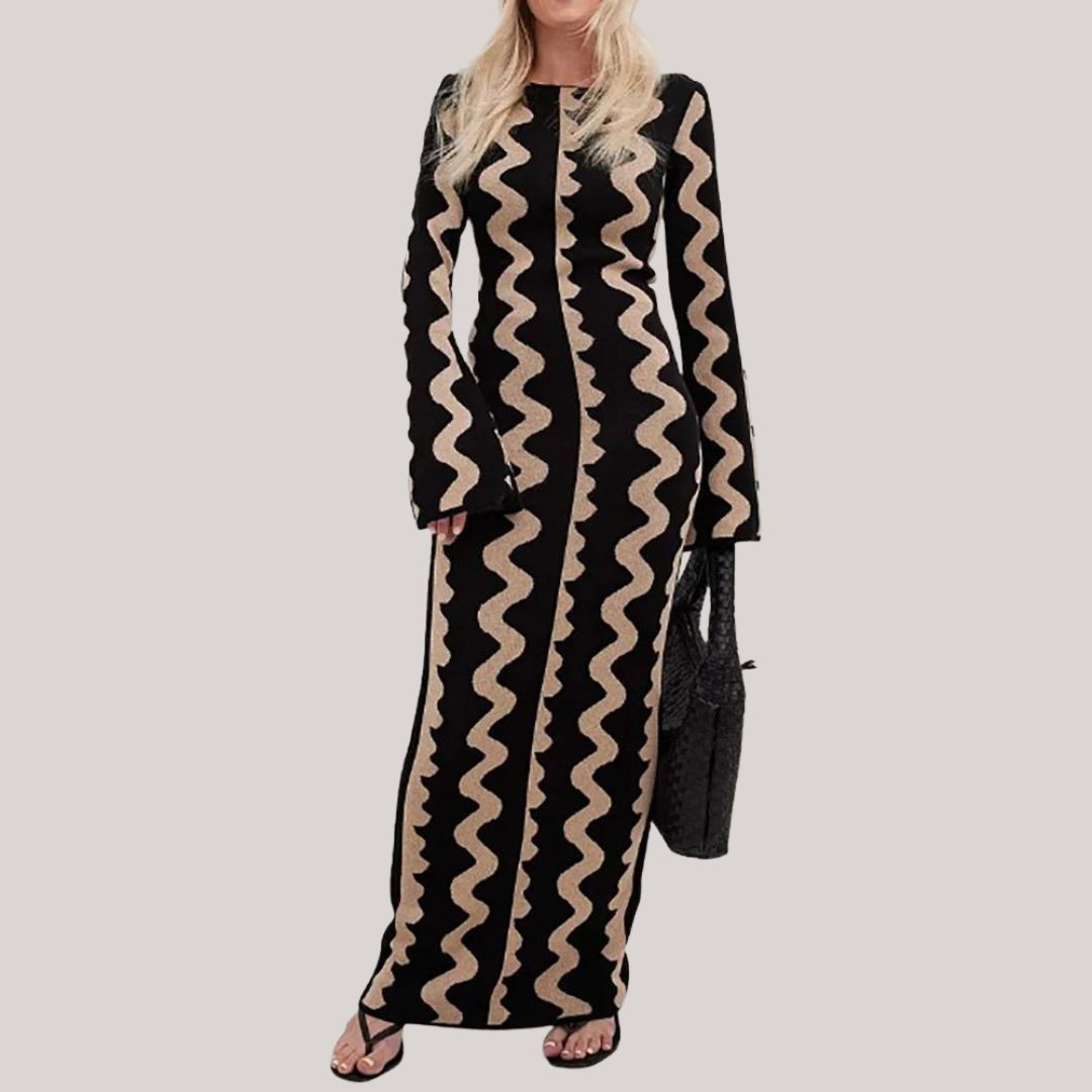 Elegante gestreepte maxi jurk