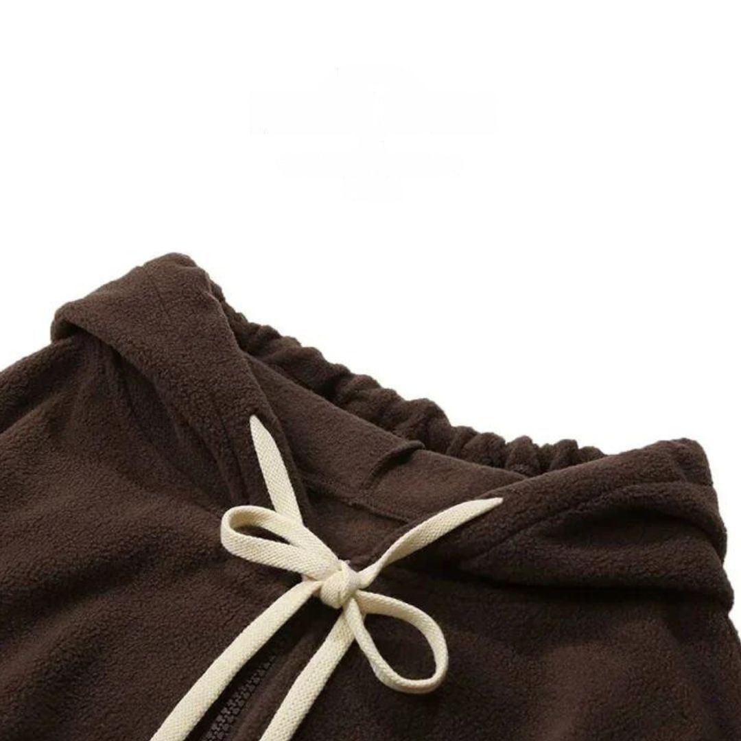 Fleecejack met capuchon en patchworkdessin