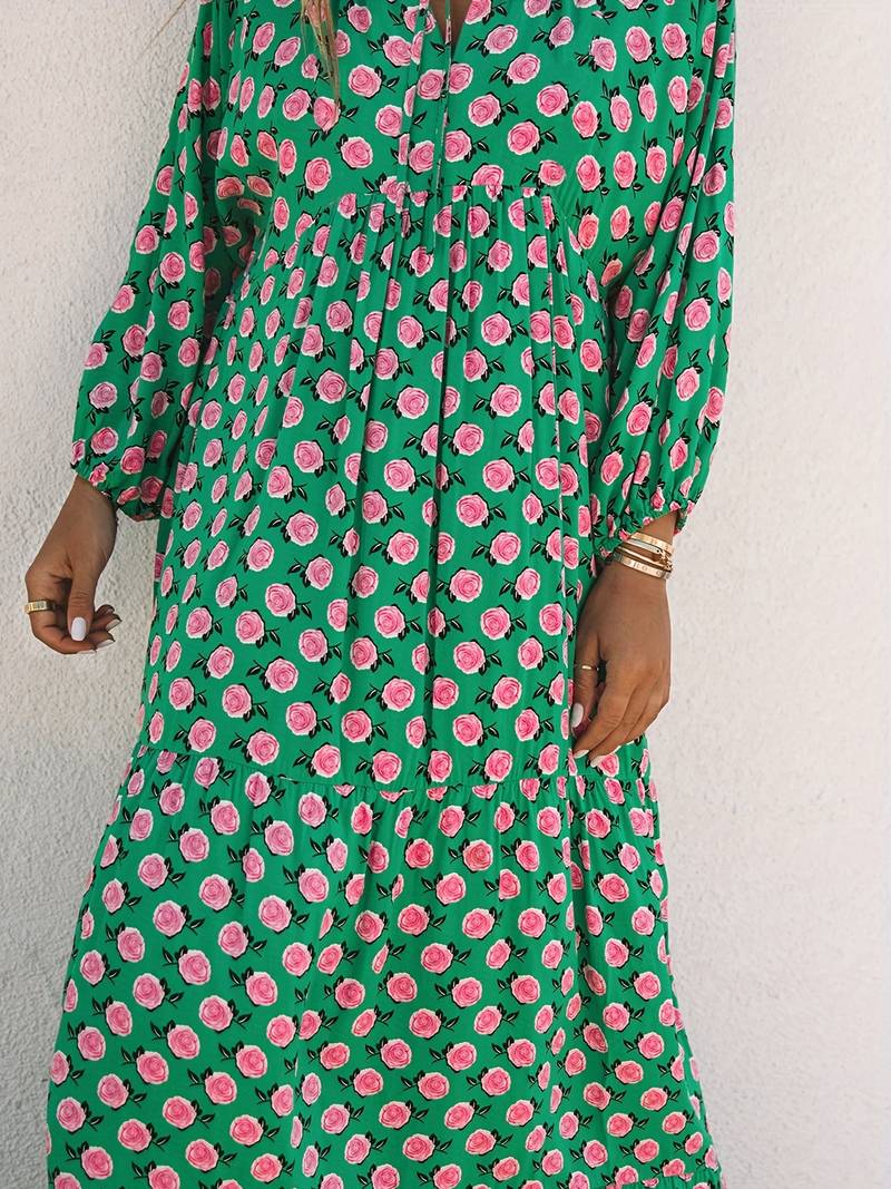 Losse boho maxi jurk met bloemenprint
