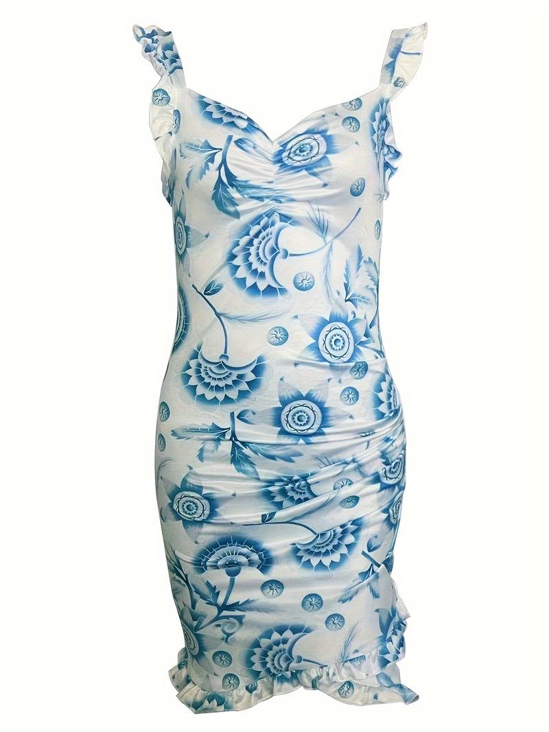 Mini jurk met bloemen ruches
