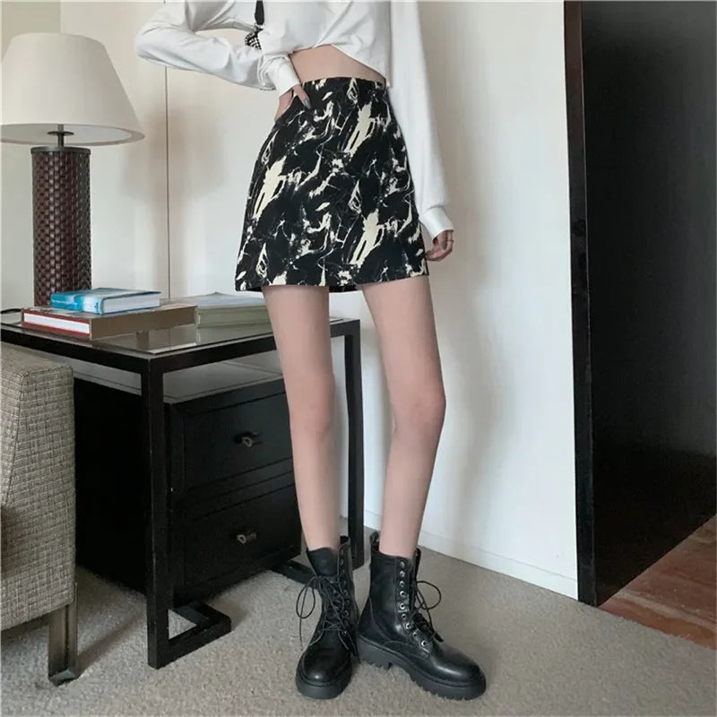 Minirok voor dames met hoge tailleband in batiklook