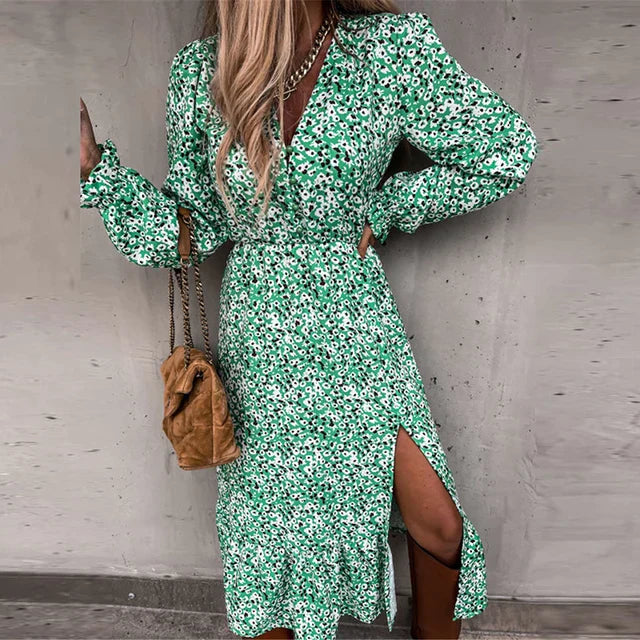 Maxi-jurk met V-halslijn