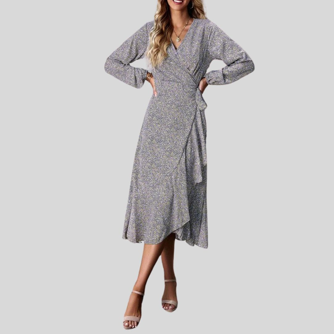 Gebloemde mullet jurk met V-halslijn