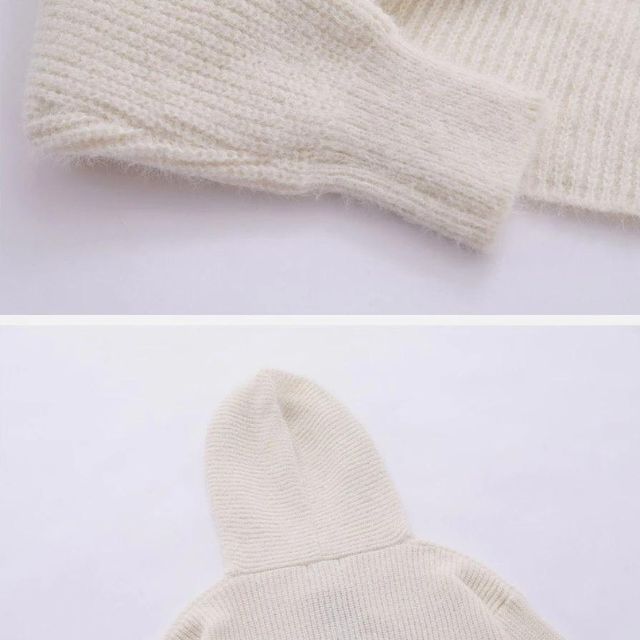 Korte gebreide hoodie met sterrenpatroon