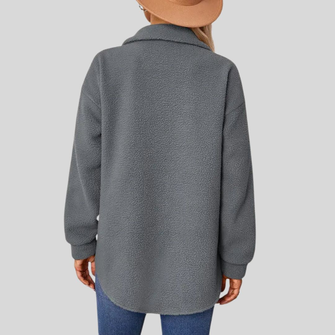 Pluche jas met reverskraag