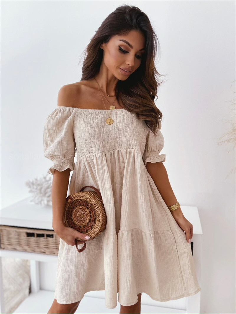 Off-the-shoulder smock jurk