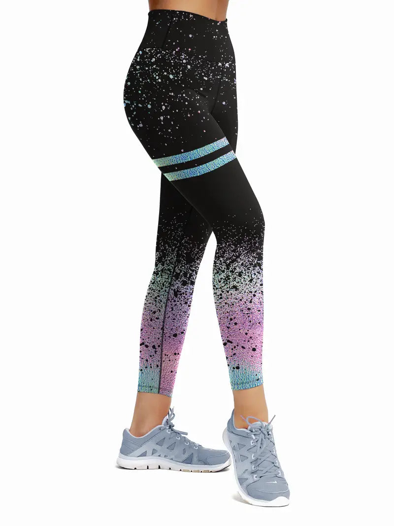 Kleur Glitter print Fitness Yoga broek