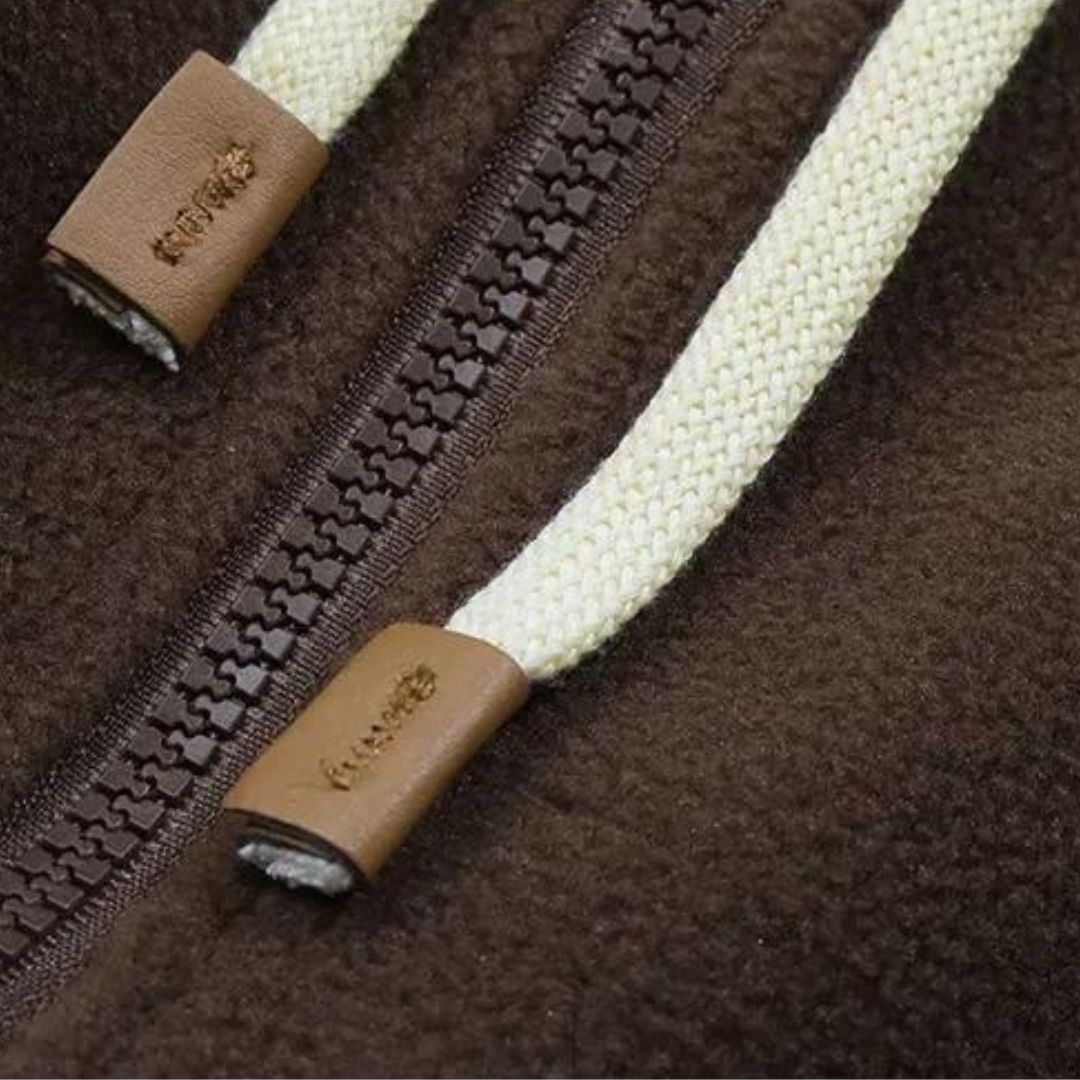 Fleecejack met capuchon en patchworkdessin