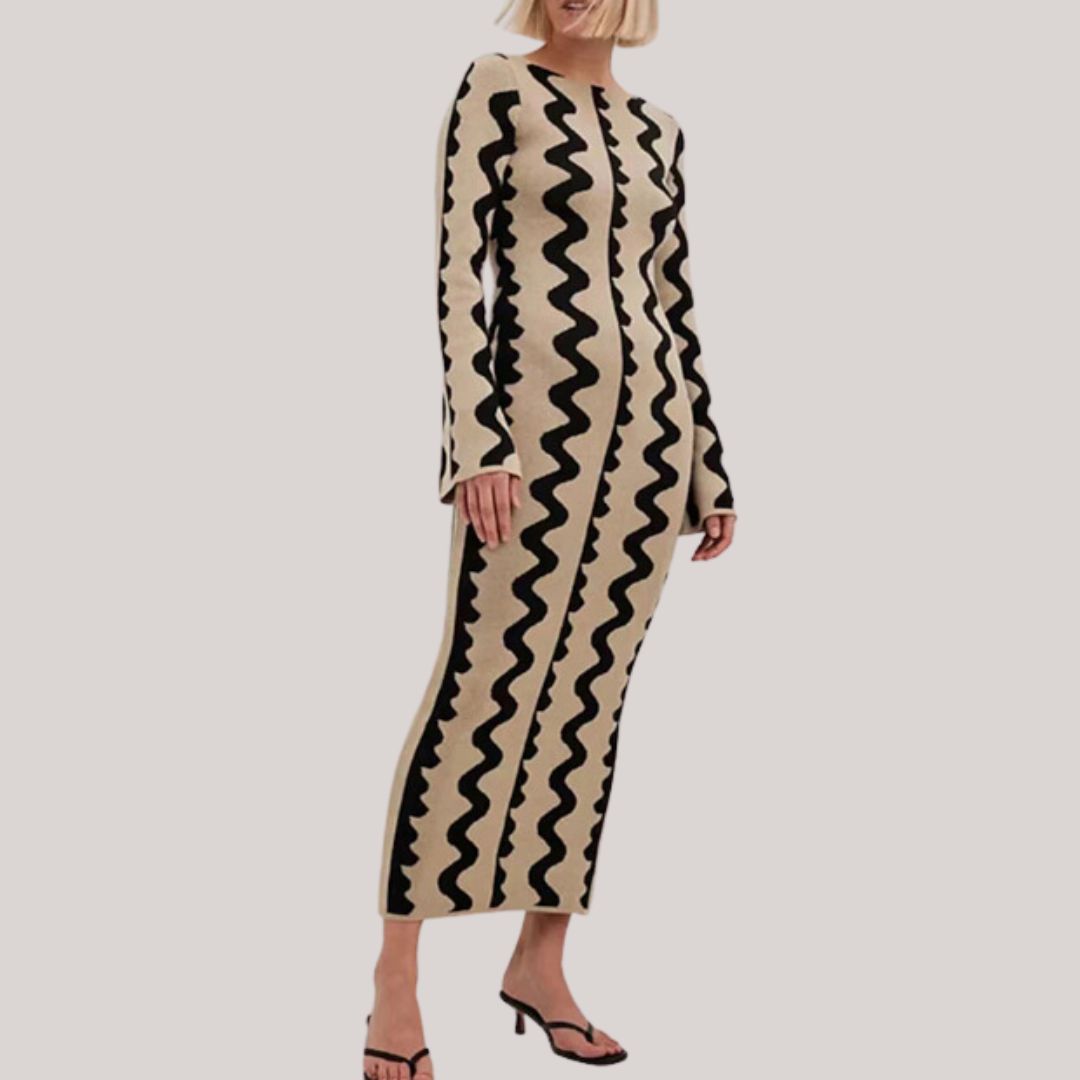 Elegante gestreepte maxi jurk