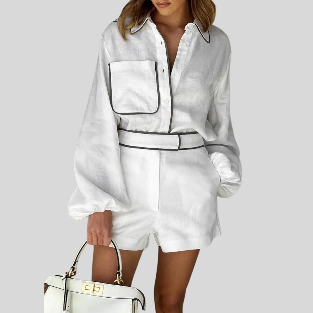 Elegante set met overhemd blouse en korte broek