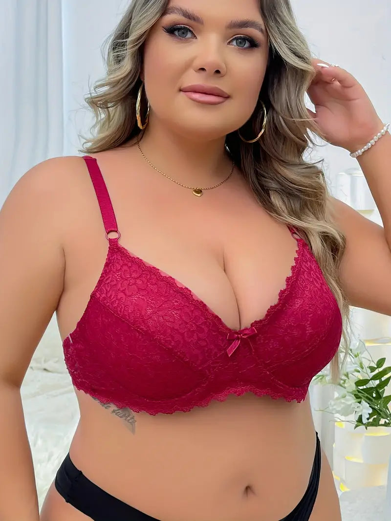 Kanten bh met bloemmotief en ministrikdetail