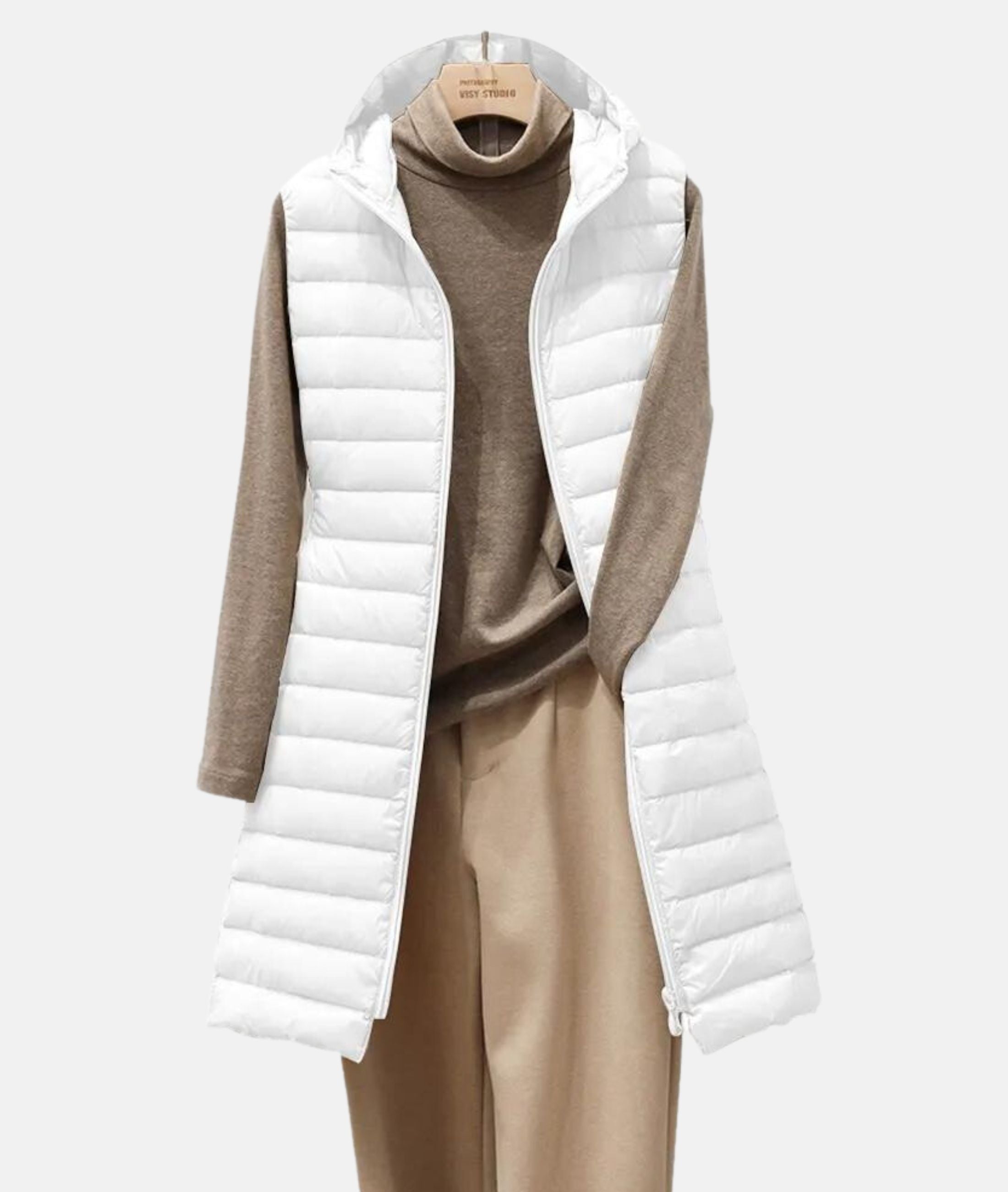 Lichtgewicht gewatteerde lange jas