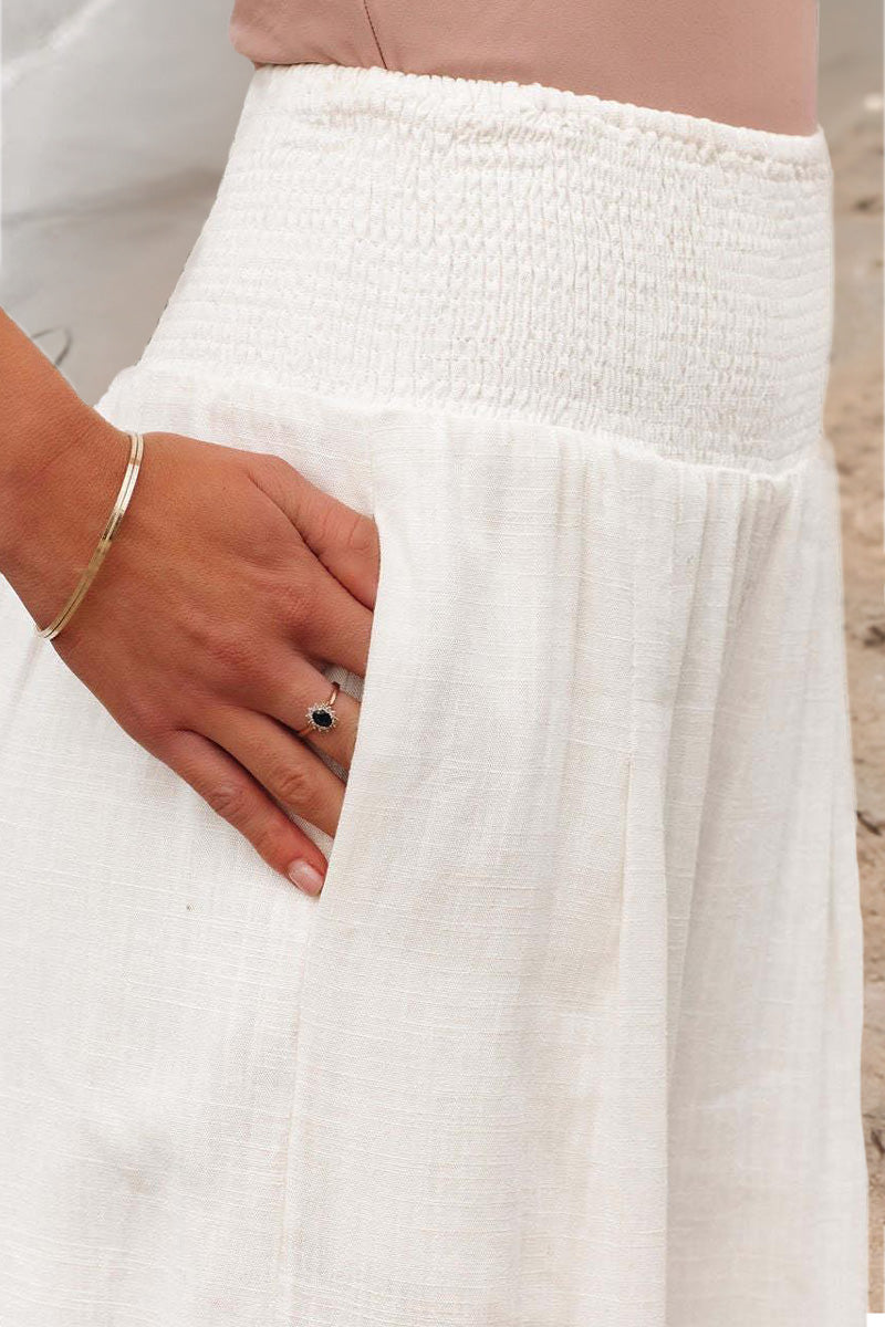 Milda Katoenen Linnen Palazzo broek met hoge taille