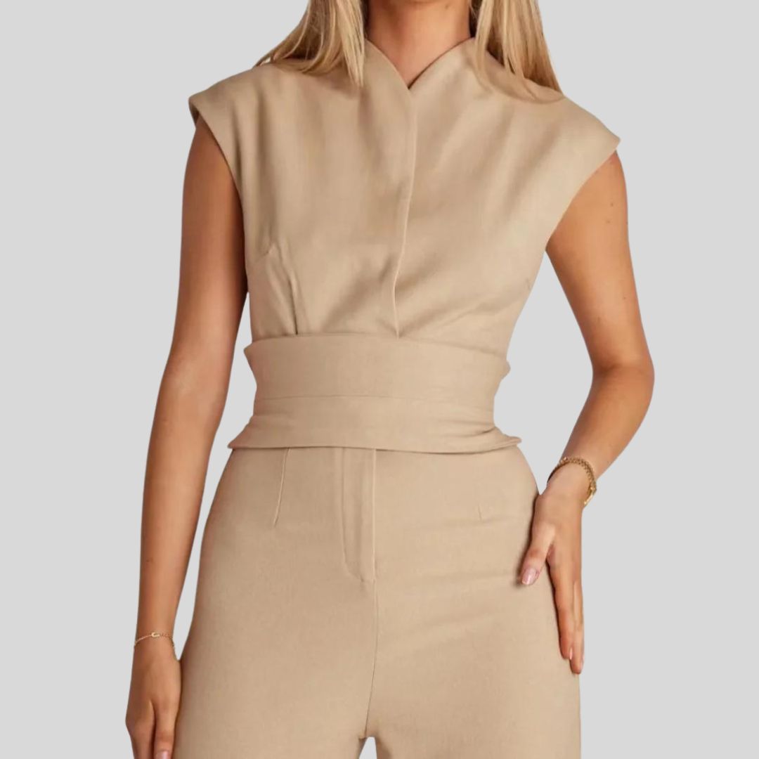 Elegante mouwloze jumpsuit met taillering