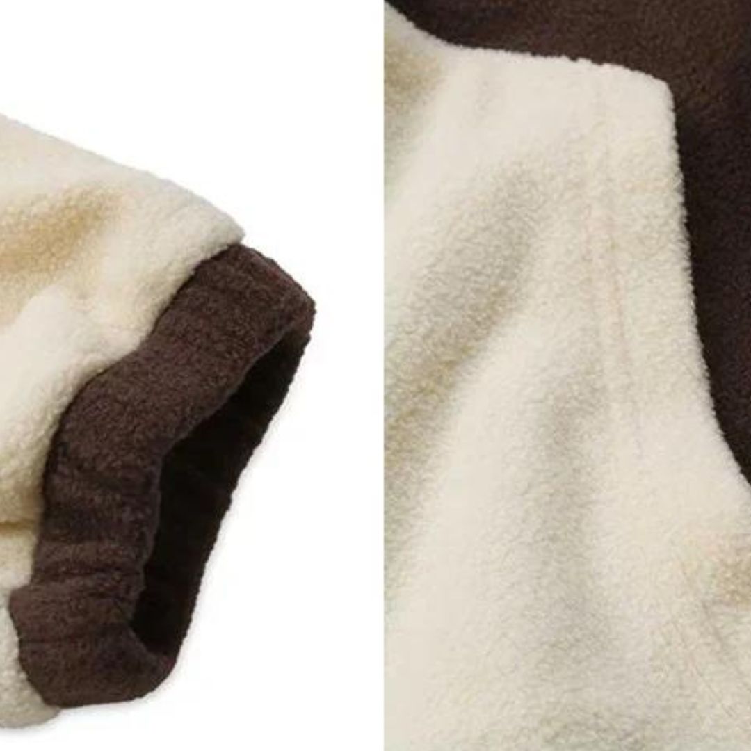 Fleecejack met capuchon en patchworkdessin