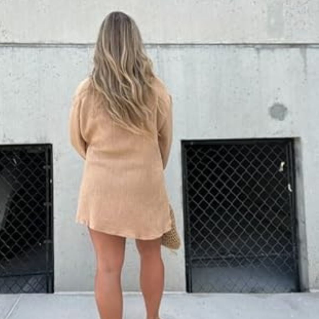 Gestructureerde overhemdjurk met split