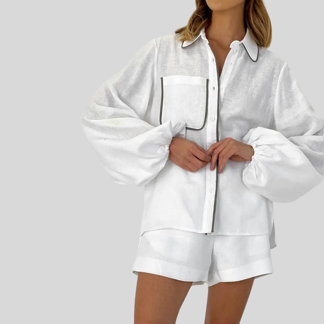 Elegante set met overhemd blouse en korte broek