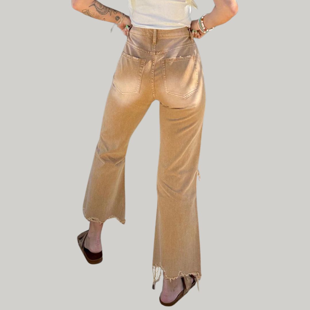 Flared jeans met verweerde knieën