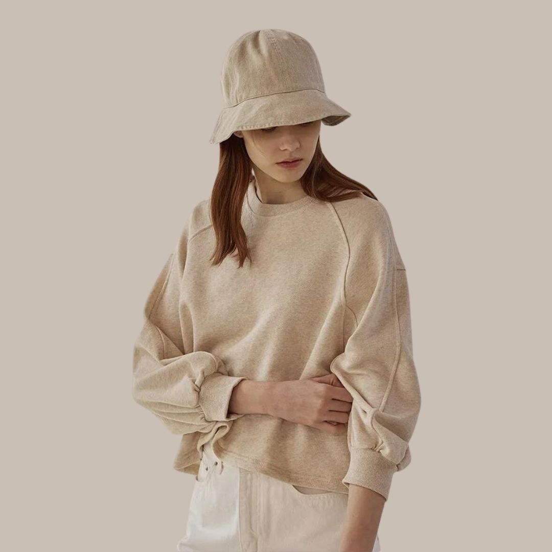 Klassiek sweatshirt met ronde hals en ballonmouwen