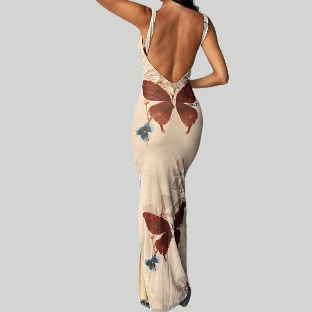 Maxi-jurk met bloemenprint en V-halslijn