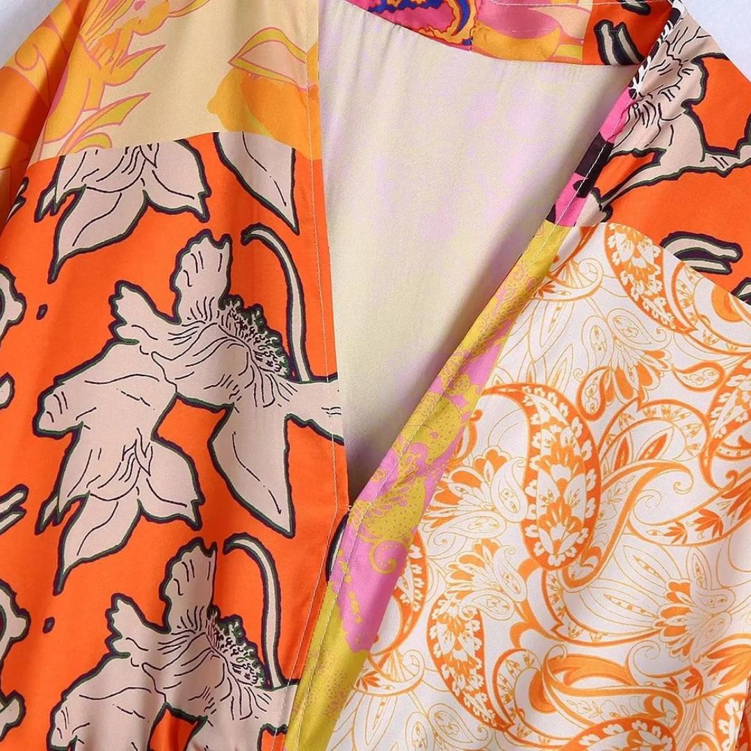 Maxi kimono jurk met vleermuismouwen