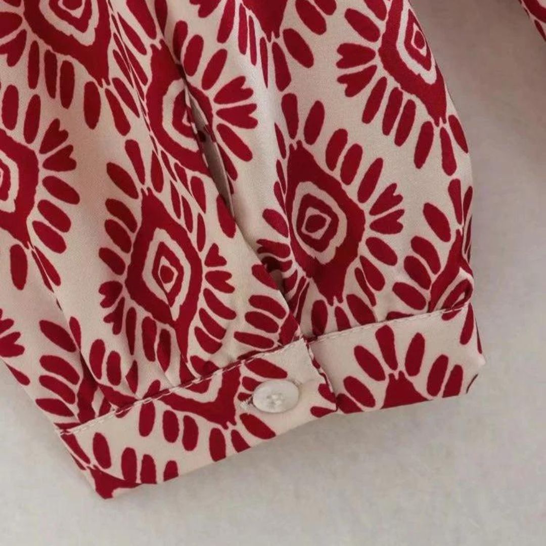 Jurk met lange mouwen en geometrisch patroon