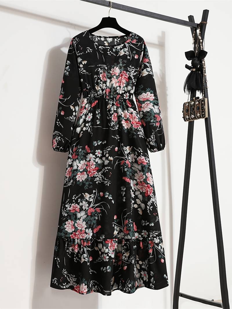 Lange jurk met bohemien bloemenprint