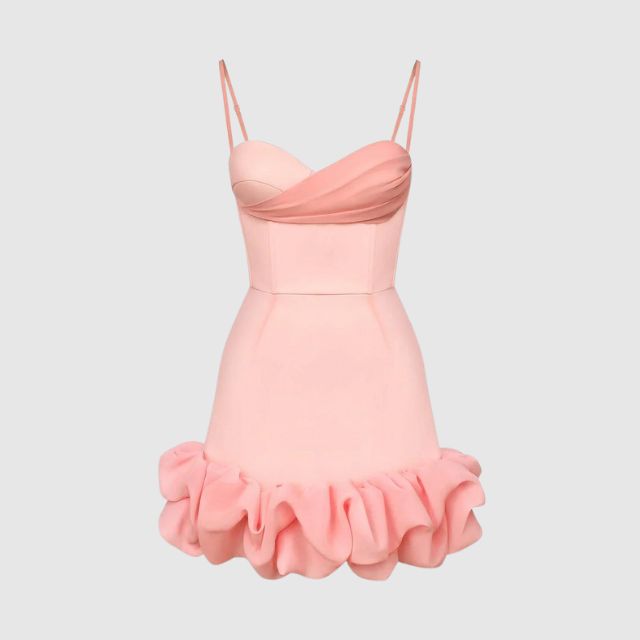 Jurk met sweetheart halslijn en zoom met ruches